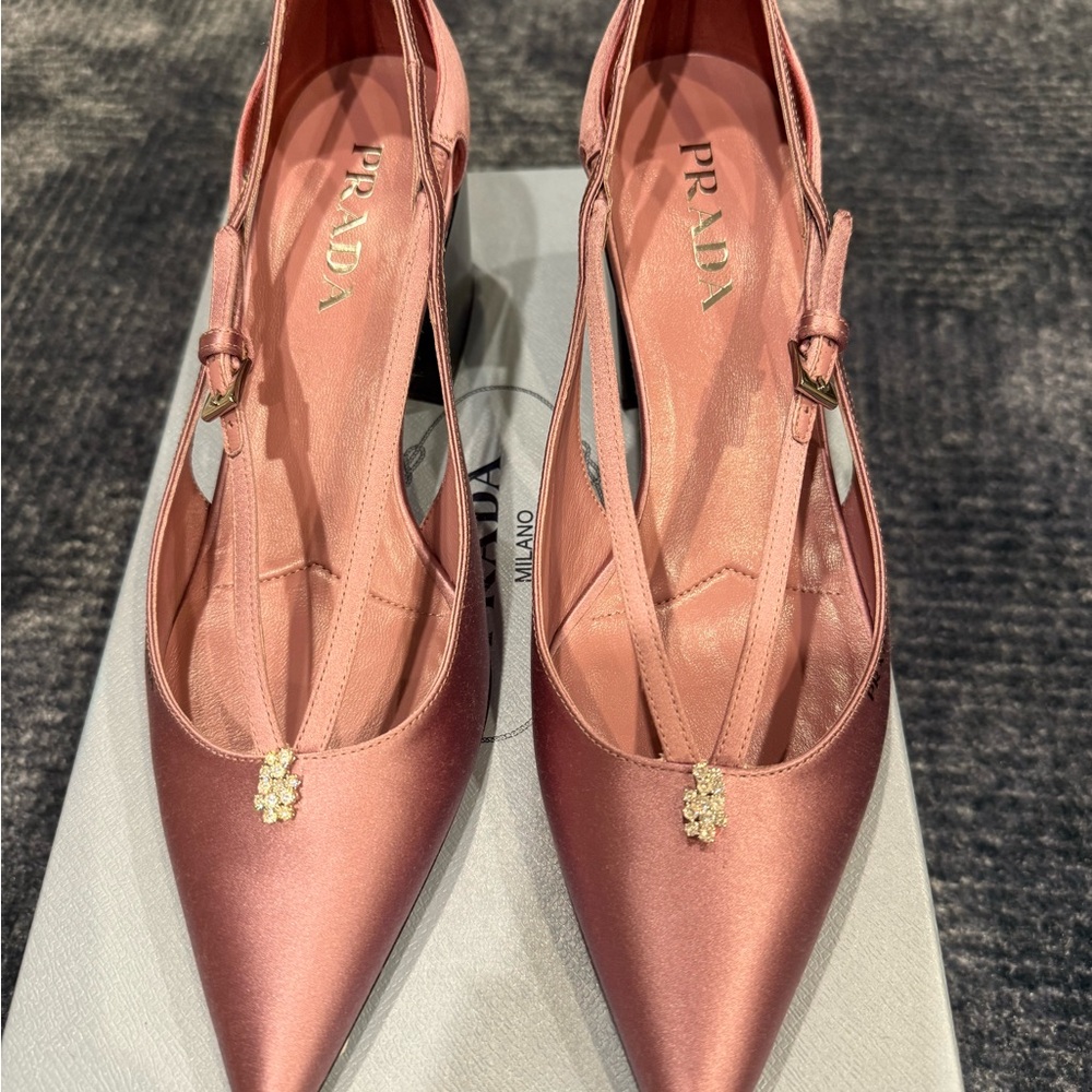 Prada Rose Satin Heels runway!!